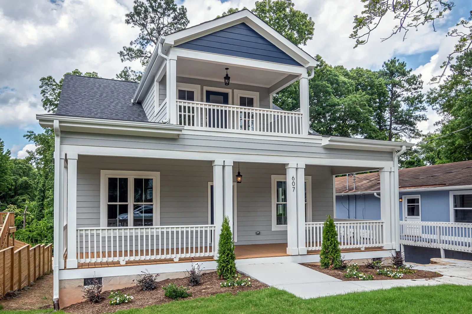 Classic Main Line style home exterior with a covered front porch in a Wayne, PA neighborhood