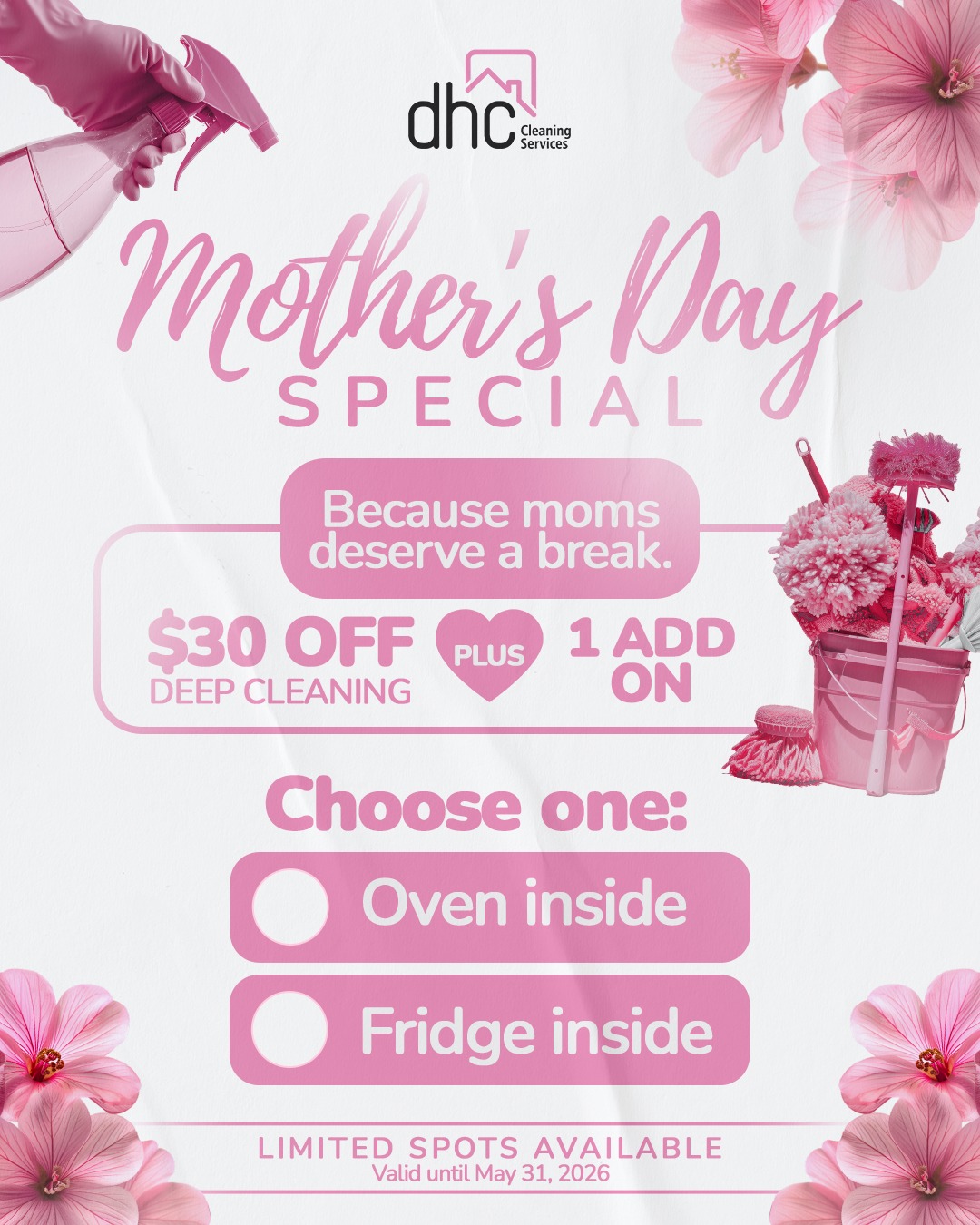 Mother's Day cleaning gift DHC Cleaning Services